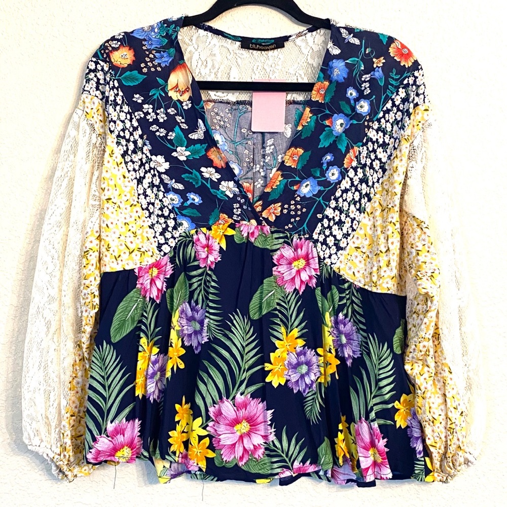 Tropics & Lace Babydoll Top NWT